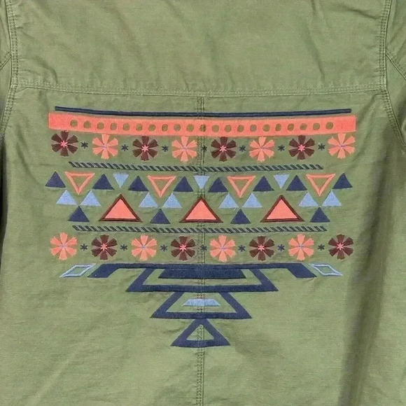 Old Navy Utility Shirt XS Embroidered Olive Green - Picture 6 of 8